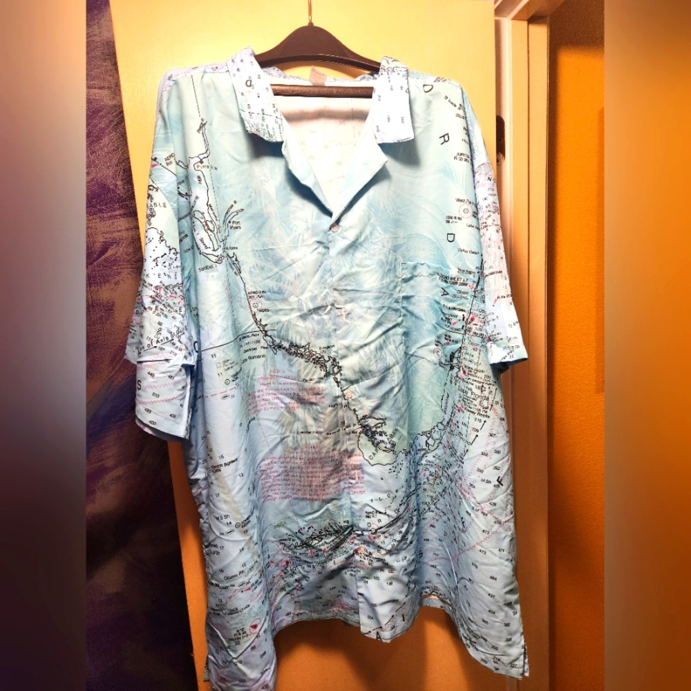 Mens Map Buttonup Shirt By Garment One Clothing, 5X